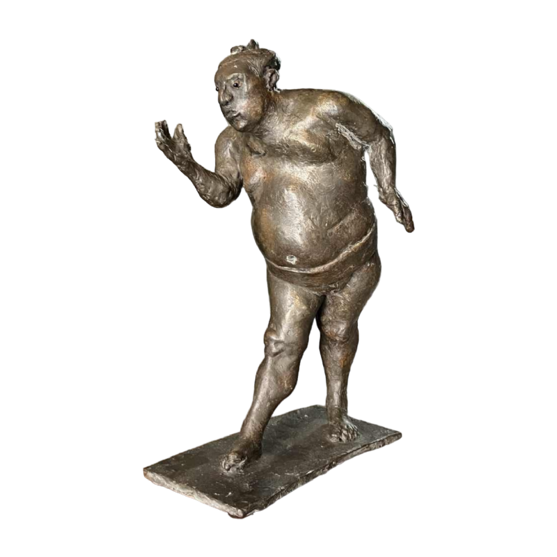 CHRISTIAN LEROY "Sumo", expressionistische sculptuur van een man in brons, verloren was, ca 1970