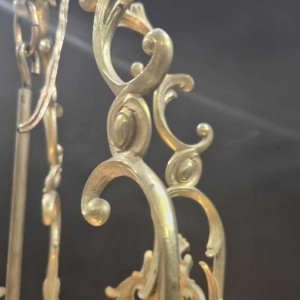 Grote zweedse lantaarn, rocaille stijl, brons en gebogen glas, 19e eeuw