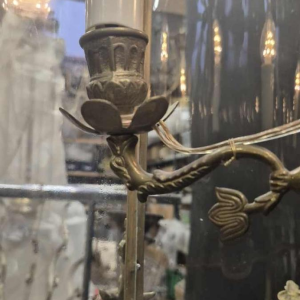 Grande lanterne suédoise de style rocaille, bronze et verre galbé, XIXe s