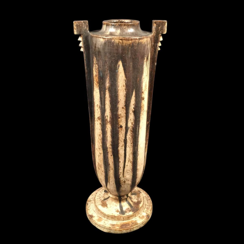 Edgard Aubry - Grand Vase Art DÃ©co grÃ¨s salÃ© grand feu - PiÃ¨ce Unique vers 1925