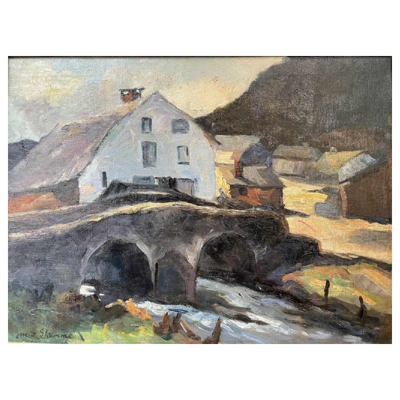 Modeste Jean LHOMME (1883-1946): « Vieux pont en Ardenne » hst 50x65 cm