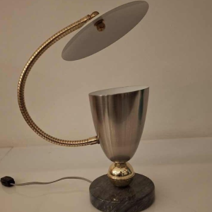 Arteluce, table / desk lamp, lacquered metal, brass & marble, ca 1950