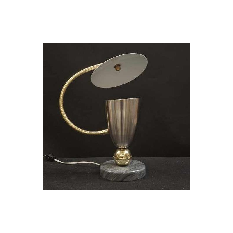 Arteluce, tafel / bureaulamp, gelakt metaal, messing & marmer, ca 1950