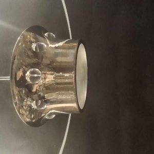 Art Deco kroonluchter, Bauhaus stijl, verchroomd staal en glas, ca 1930