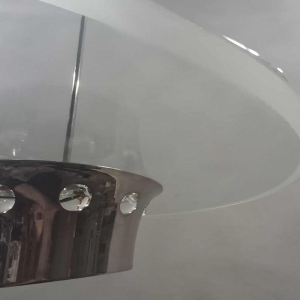 modernist Art Deco chandelier, Bauhaus style, chromed steel and glass, ca 1930