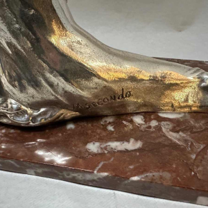 Secondo "Woman with a greyhound" bronze Art Deco sculpture