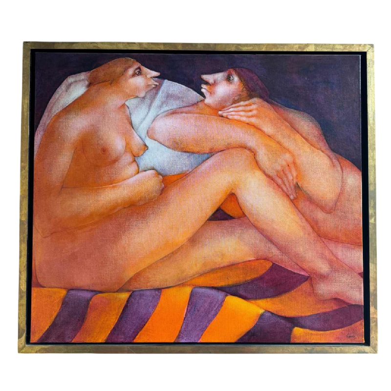 Simone TOUSSAINT «Confidences sur l'oreiller» peinture acrylique sur toile