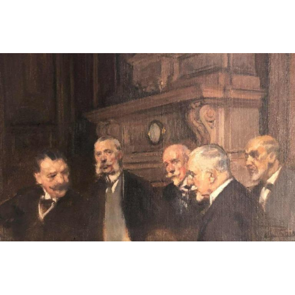 Esquisse sur toile, comité de direction de la Banque Nationale, H. Richir