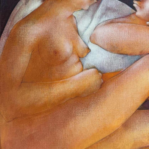 Simone TOUSSAINT Vertrouwen op het kussen schilderij acryl op doek