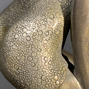 Art Deco " Swimsuit Bather " Girl Sculpture, Patinated Metal, Onyx Base, 1930s