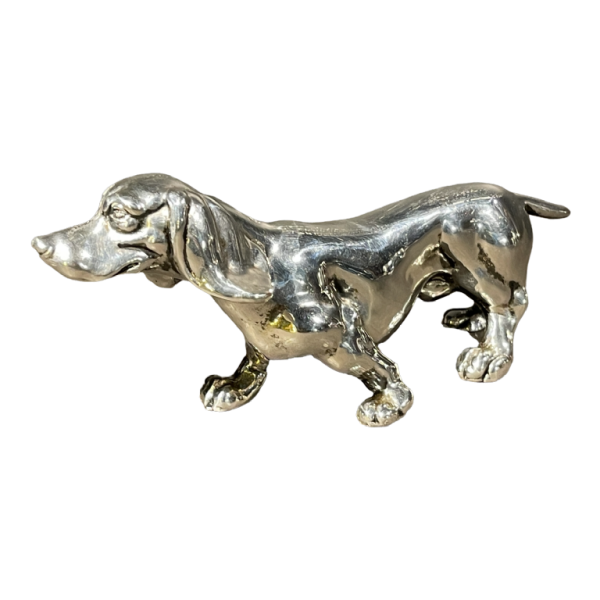 Dachshund Dog sculpture in solid silver, 20th century