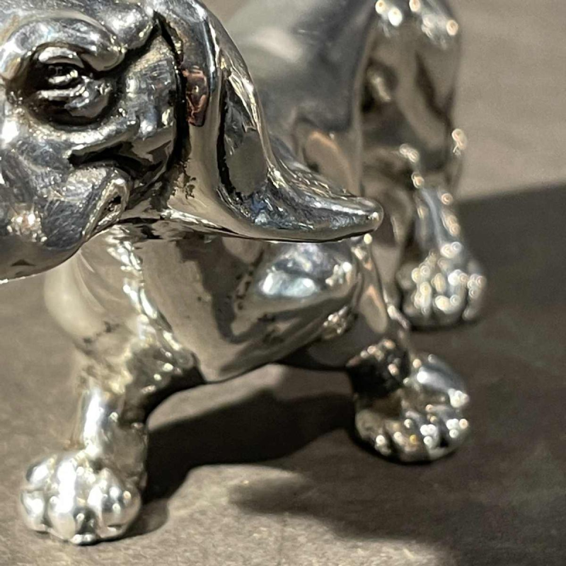 Dachshund Dog sculpture in solid silver, 20th century