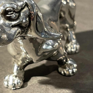 Teckel Hound Sculptuur, Massief Zilver, 20e eeuw