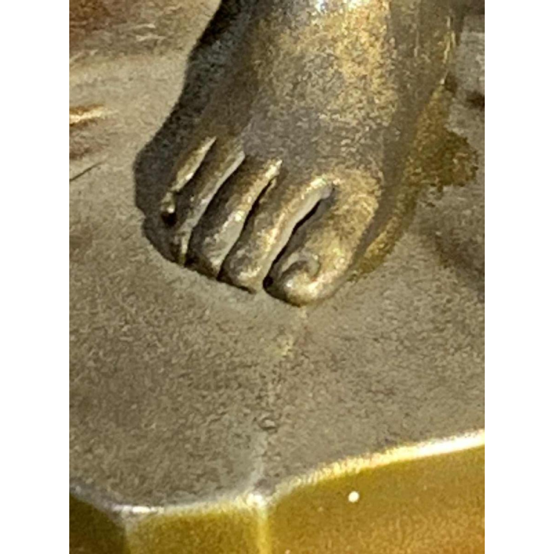 Art Deco " Zwemmer badpak " Vrouw Sculptuur, Gepatineerd Metaal Onyx Base, 1930s