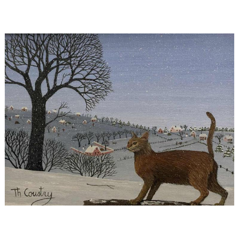 Thérèse COUSTRY : « Chat roux dans la neige »