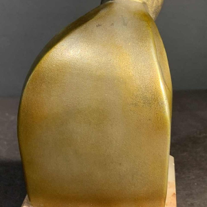 Art Deco " Zwemmer badpak " Vrouw Sculptuur, Gepatineerd Metaal Onyx Base, 1930s
