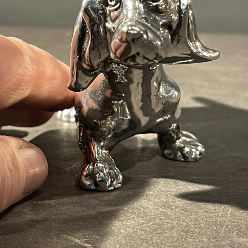 Teckel Hound Sculptuur, Massief Zilver, 20e eeuw