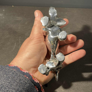 Dachshund Dog sculpture in solid silver, 20th century