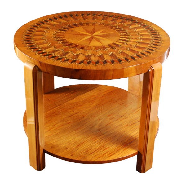 De Coene Frères, Art Deco salontafel, sycamore mahonie inlegwerk, ca 1925