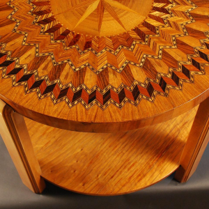 De Coene Frères, Art Deco coffee table, sycamore mahogany marquetry, ca 1925