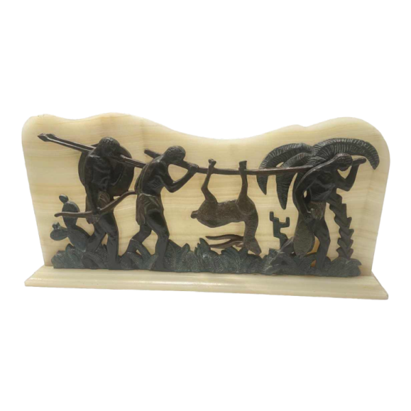 Art Deco bronze en onyx Africanistisch paneel