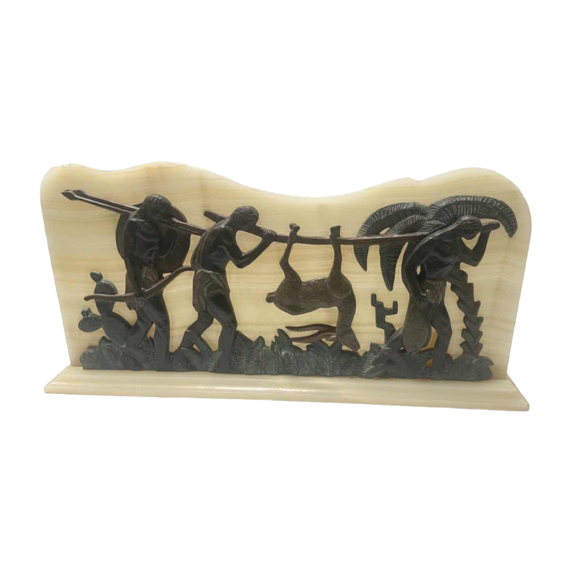 Panneau africaniste Art Déco bronze et onyx