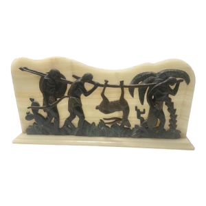 Panneau africaniste Art Déco bronze et onyx