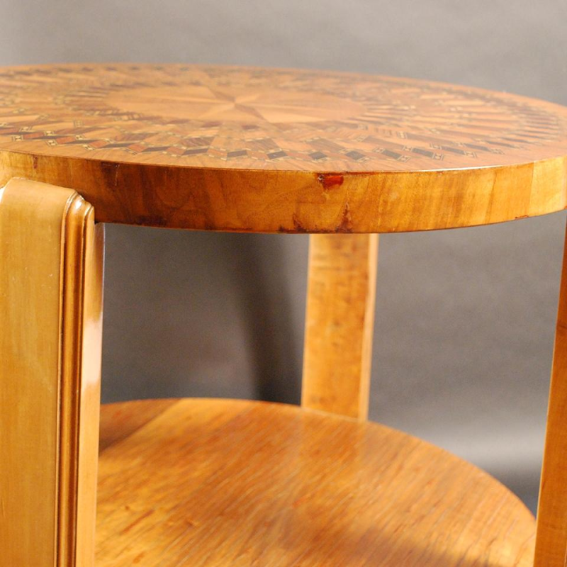 De Coene Frères, Table basse Art Déco, marqueterie sycomore acajou, ca 1925