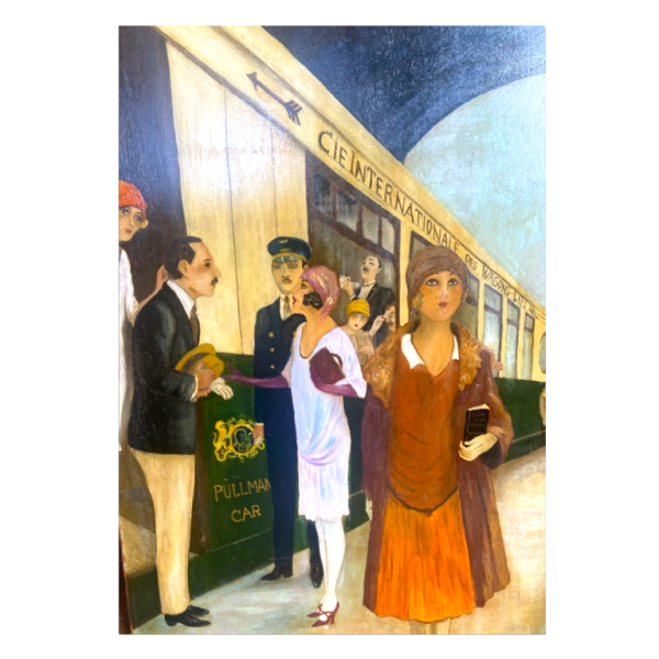 Marie Bauweraerts, studie van de poster Compagnie des Wagons-lits olieverf op paneel