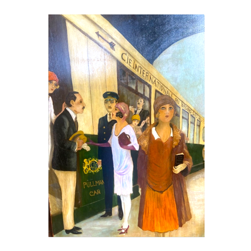 Marie Bauweraerts, studie van de poster Compagnie des Wagons-lits olieverf op paneel