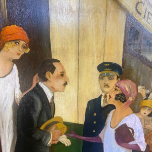 Marie Bauweraerts, studie van de poster Compagnie des Wagons-lits olieverf op paneel