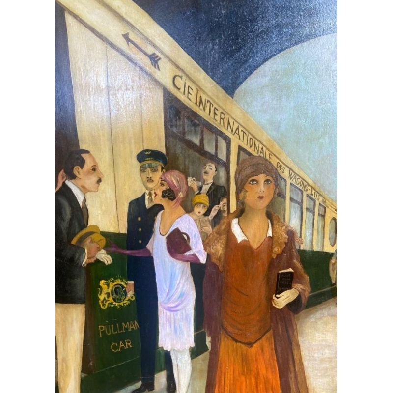 Marie Bauweraerts, étude de l'affiche "Compagnie des Wagons-lits" huile sur panneau