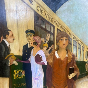 Marie Bauweraerts, étude de l'affiche "Compagnie des Wagons-lits" huile sur panneau