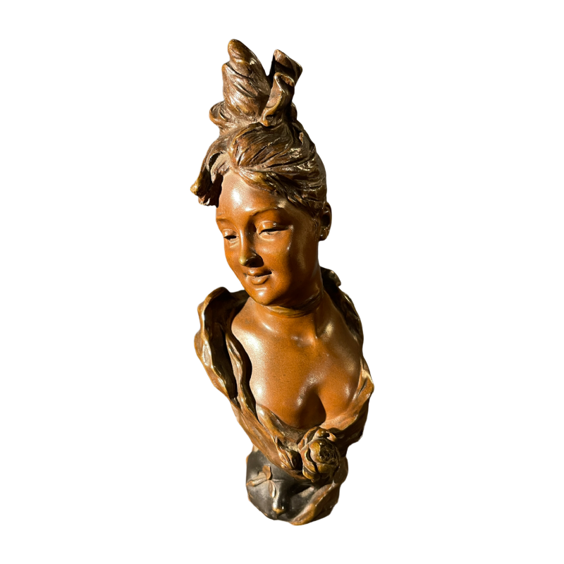 Victor Bruyneel "femme eÂ´leÂ´gante" Sculpture Buste bronze Art Nouveau, ca 1900