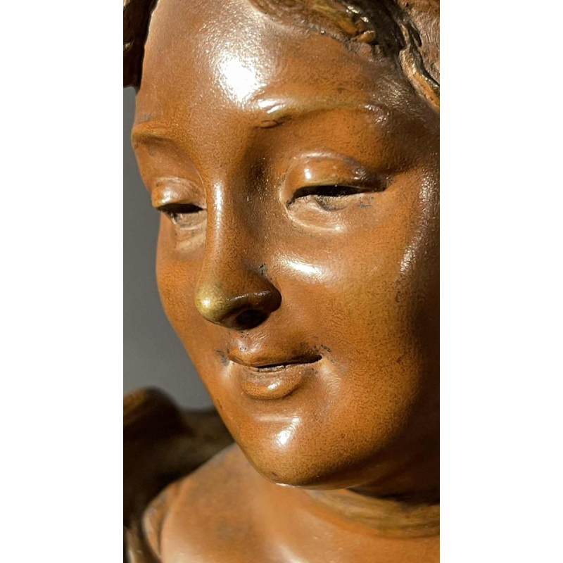 Victor Bruyneel "Elegante vrouw" Sculptuur Beeld Art Nouveau bronzen buste, 1900