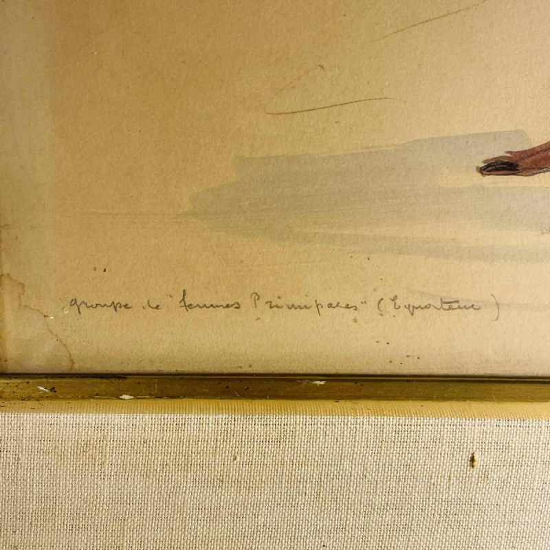 Paul Daxhelet "Danseuses africaines, femmes primipares, Ãquateur" tableau africaniste, ca 1950