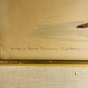 Paul Daxhelet "Danseuses africaines, femmes primipares, Ãquateur" tableau africaniste, ca 1950