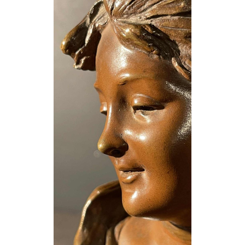 Victor Bruyneel "femme eÂ´leÂ´gante" Sculpture Buste bronze Art Nouveau, ca 1900