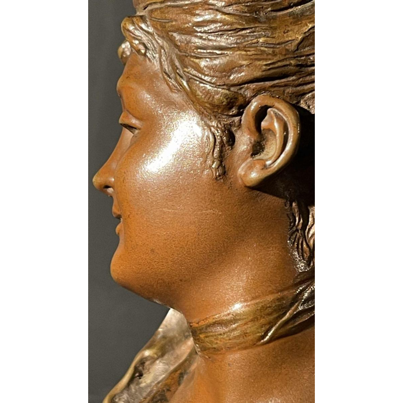 Victor Bruyneel "femme eÂ´leÂ´gante" Sculpture Buste bronze Art Nouveau, ca 1900