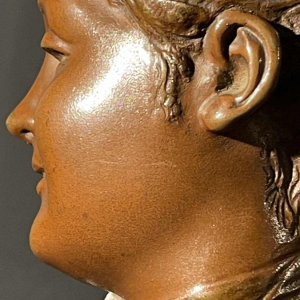 Victor Bruyneel "Elegante vrouw" Sculptuur Beeld Art Nouveau bronzen buste, 1900