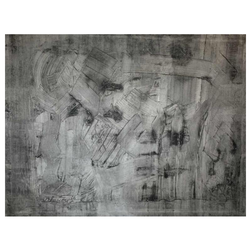 ANDRE LAPIERE 1966 ' Brume Mosane ' groot abstract schilderij, olieverf op doek