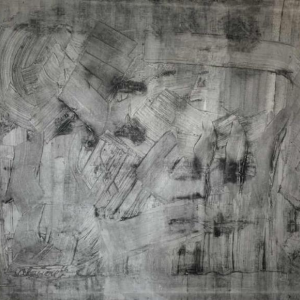 ANDRE LAPIERE 1966 ' Brume Mosane ' groot abstract schilderij, olieverf op doek