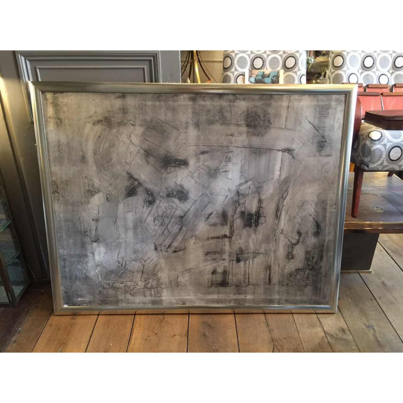 ANDRE LAPIERE 1966 ' Brume Mosane ' groot abstract schilderij, olieverf op doek
