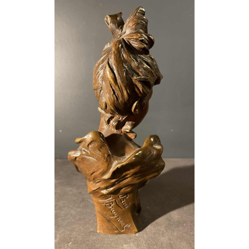Victor Bruyneel "femme eÂ´leÂ´gante" Sculpture Buste bronze Art Nouveau, ca 1900