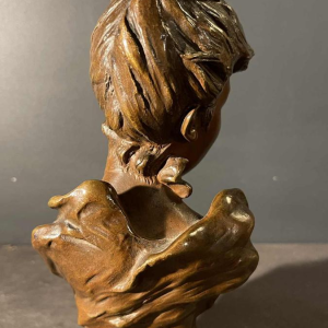 Victor Bruyneel "Elegante vrouw" Sculptuur Beeld Art Nouveau bronzen buste, 1900