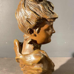 Victor Bruyneel "femme eÂ´leÂ´gante" Sculpture Buste bronze Art Nouveau, ca 1900