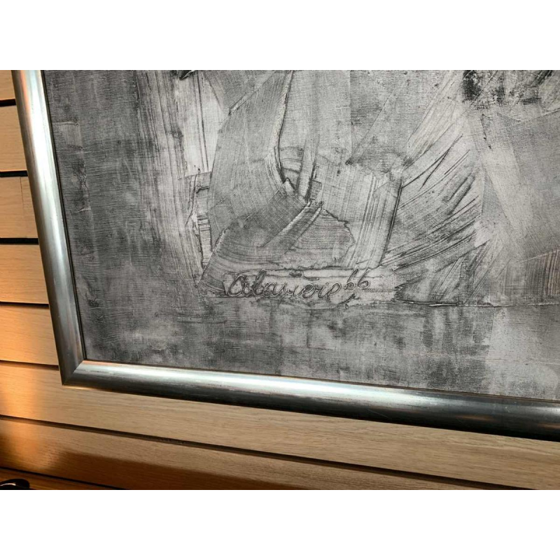 ANDRE LAPIERE 1966 ' Brume Mosane ' Grand Tableau Abstrait, huile sur toile