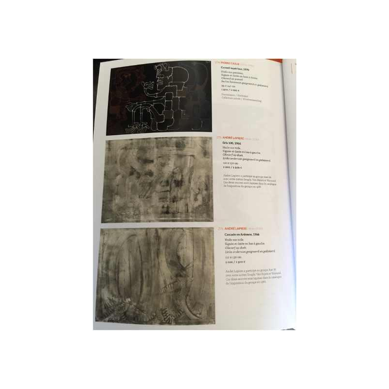 ANDRE LAPIERE 1966 ' Brume Mosane ' groot abstract schilderij, olieverf op doek