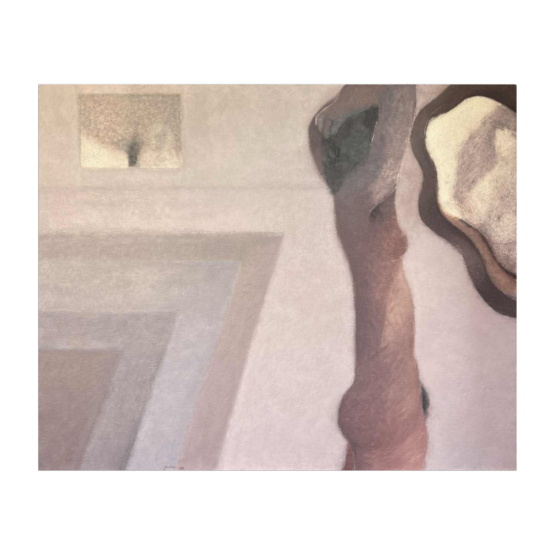 LUC PEROT 'Nu féminin à l'atelier au miroir' peinture huile sur toile 1978