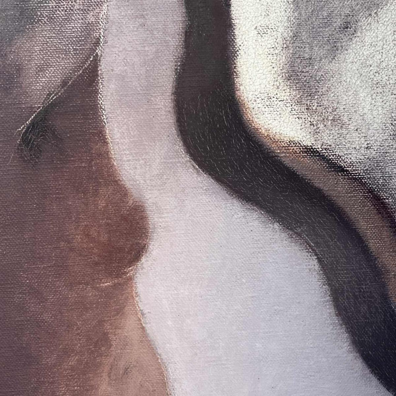 LUC PEROT Female nude in the studio with mirror painting oil on canvas 1978